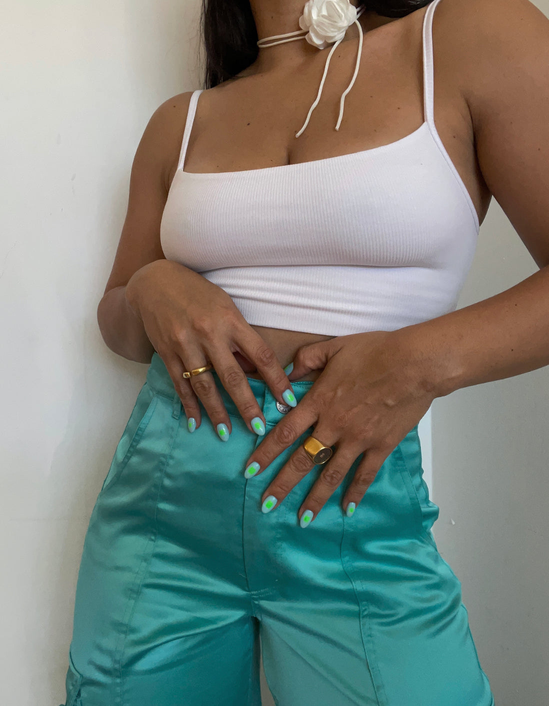 Jade Satin Cargo Pants