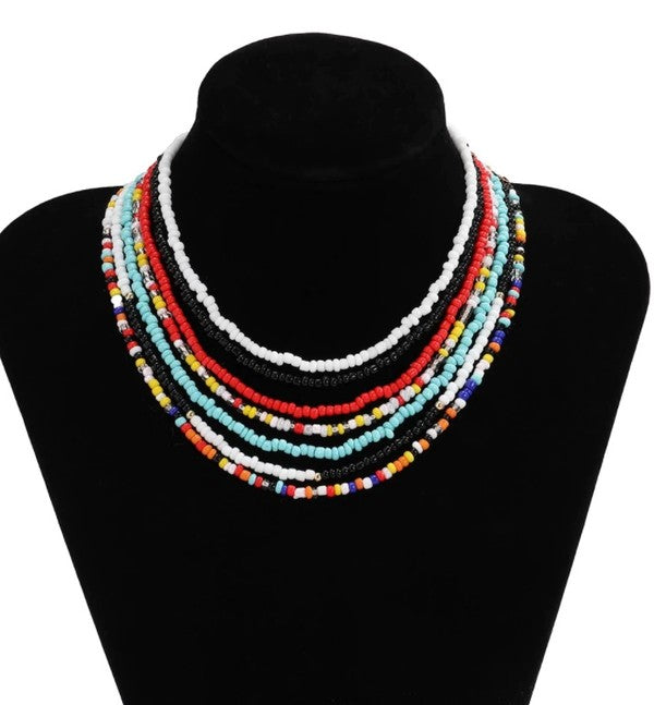 Rainbow Beads Choker Necklace