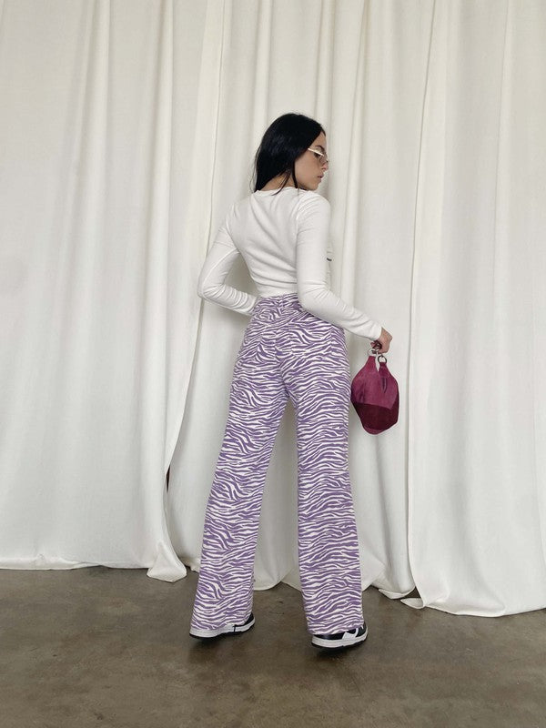 Zebra Purple Print Jeans