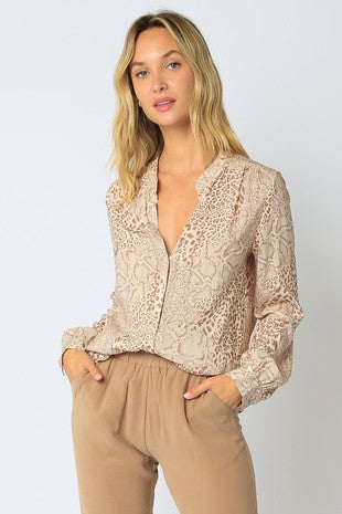 Taupe Leopard/Snake Blouse