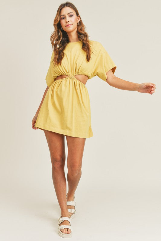 Dusty Yellow Cutout Dress