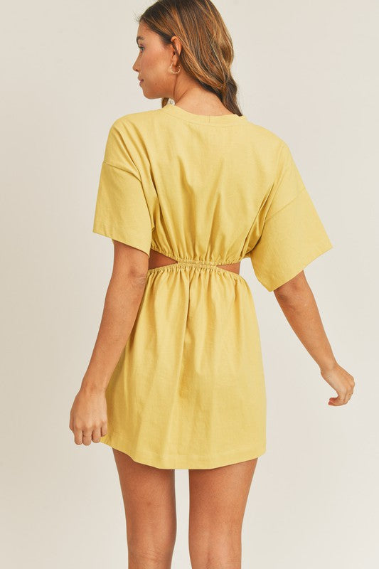 Dusty Yellow Cutout Dress