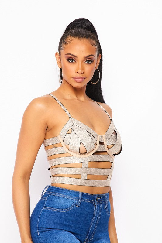 Romantic Rose Gold Bandage Cage Top