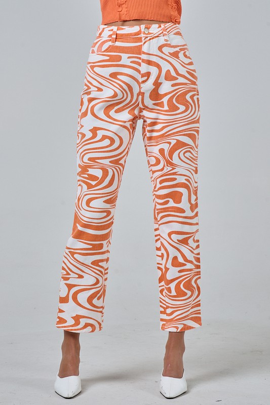 Orange Marble Print Pants