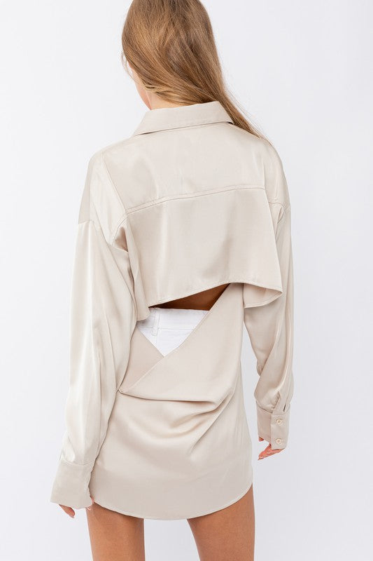 Champagne Oversized Button Down Top