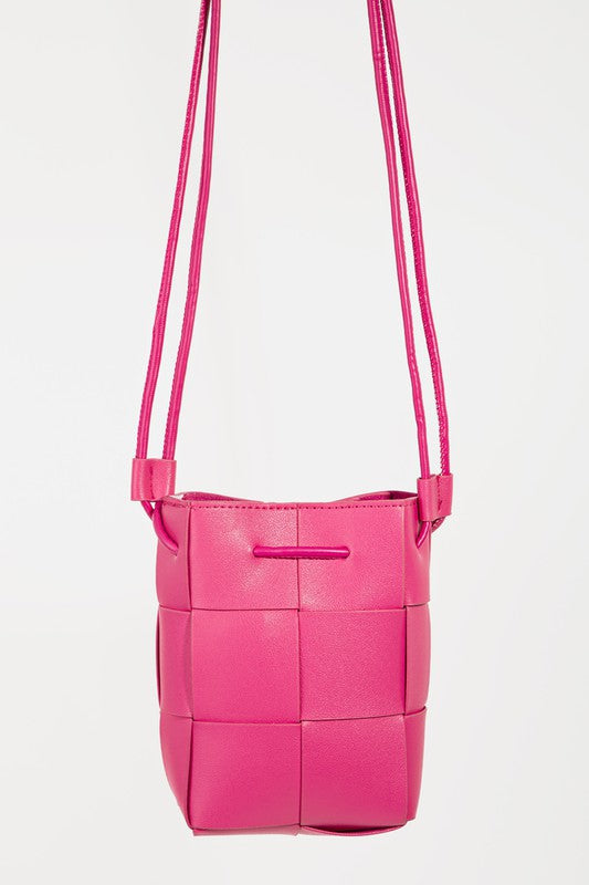Faux Leather Basket Weave Bucket Bag (3 colors)