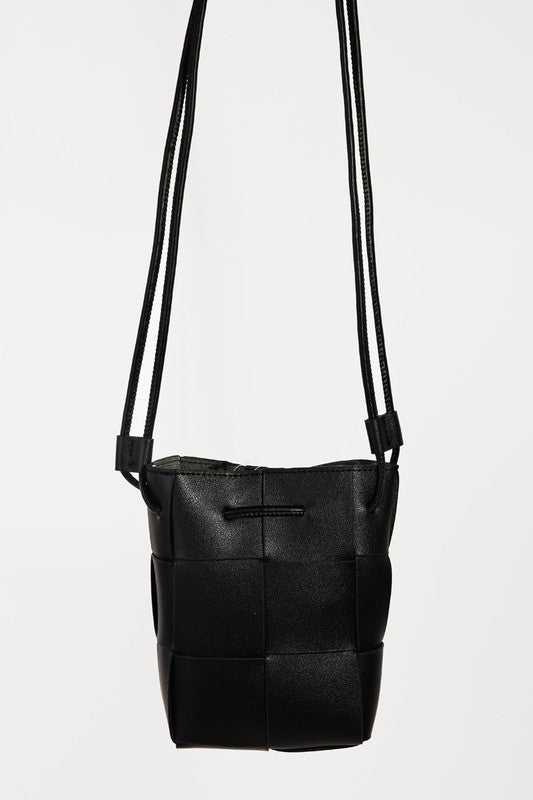 Faux Leather Basket Weave Bucket Bag (3 colors)