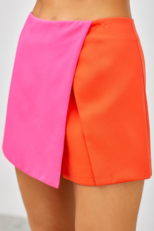 Colorblock Skort (pink/orange)