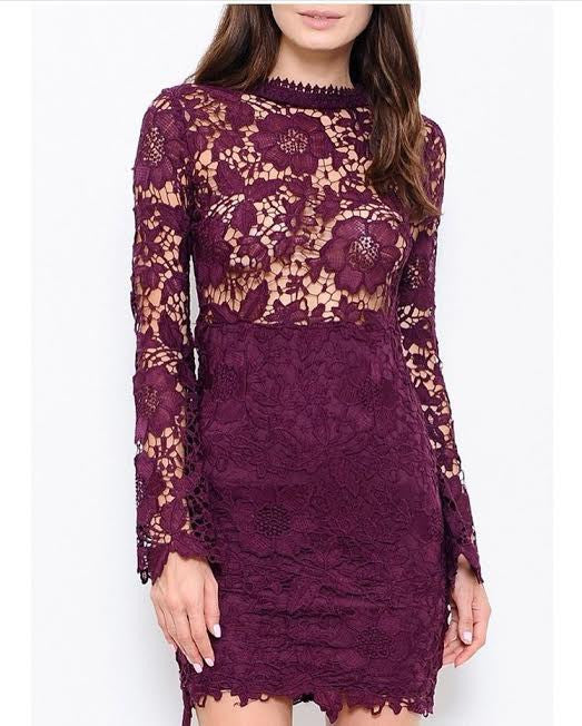 Burgundy Crochet Dress