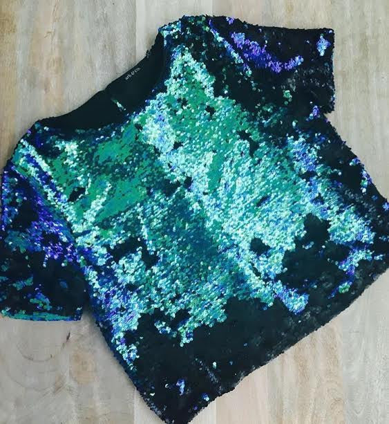 Sequins Turquoise Top