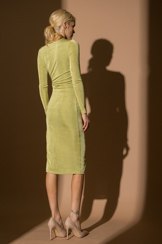 Mia Dress: Green Bodycon Midi Dress
