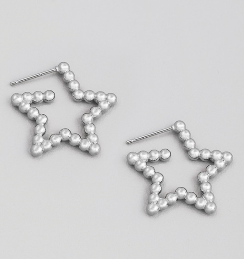 Beaded Star Hoop Earrings