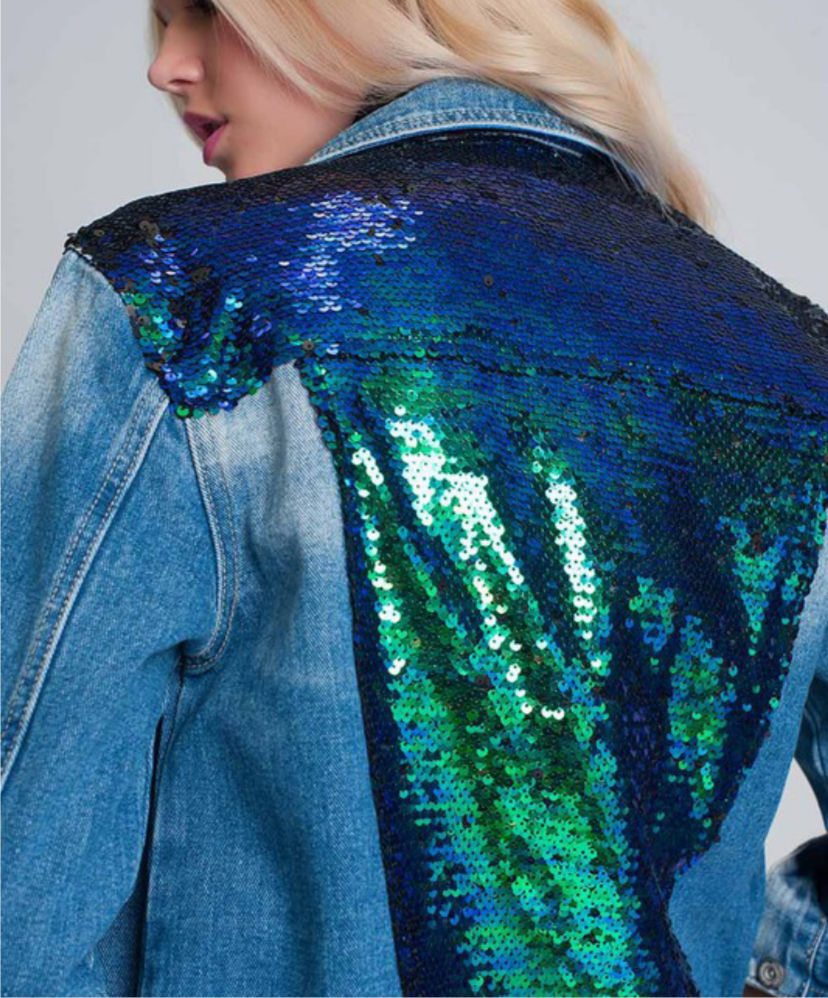 Blue Sequin Detail Jacket