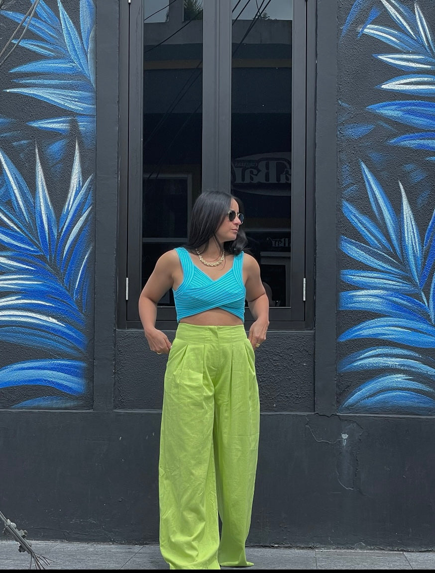 Lime Wide Leg Trousers