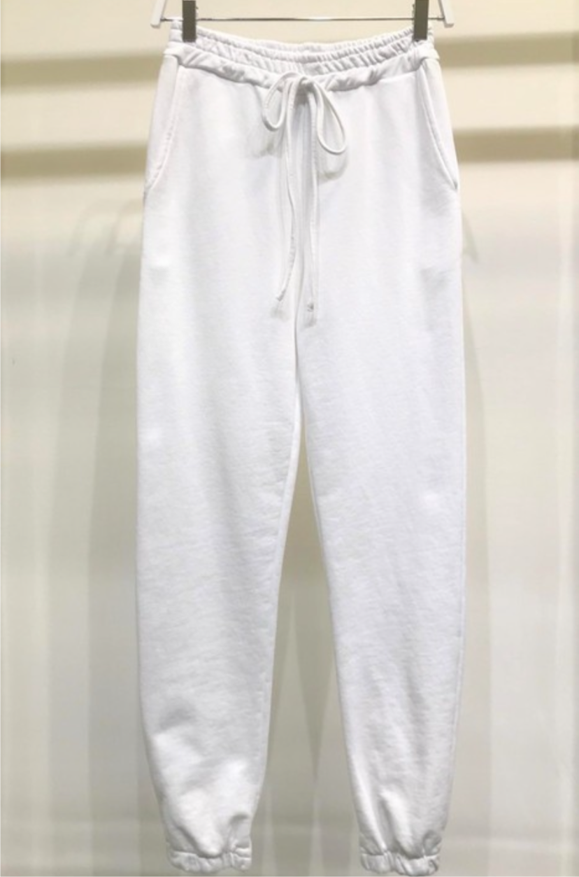 Solid White Cuffed Jogger
