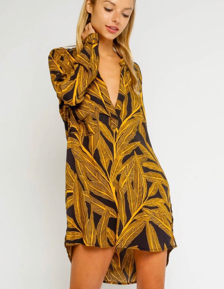 Golden Palm Tunic Dress