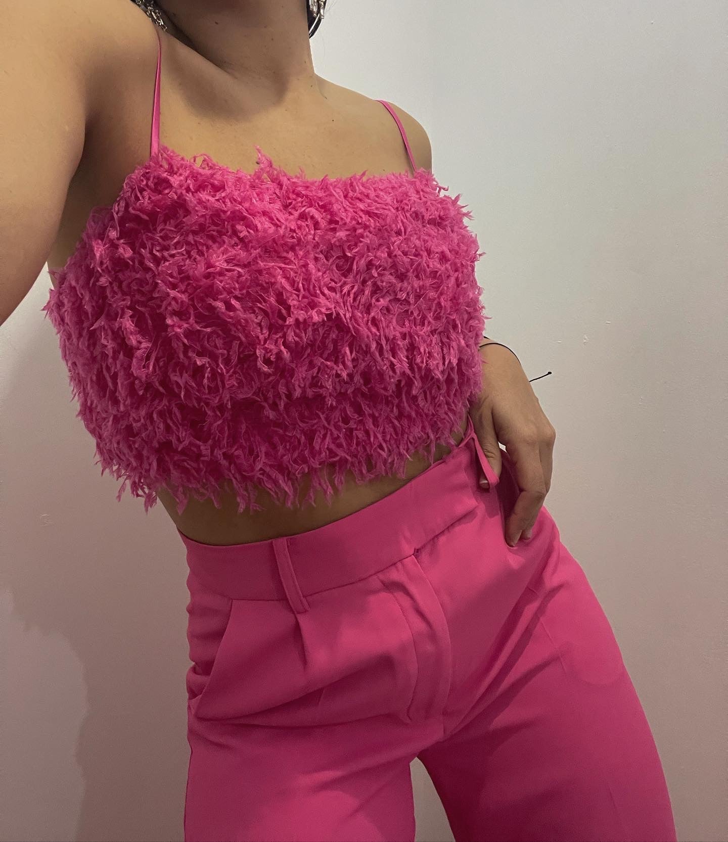 Hot Pink Feathers Top