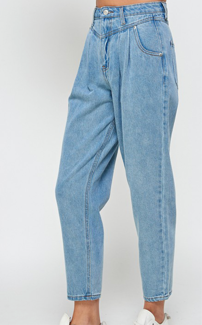 High Waisted Tuck Detail Jeans