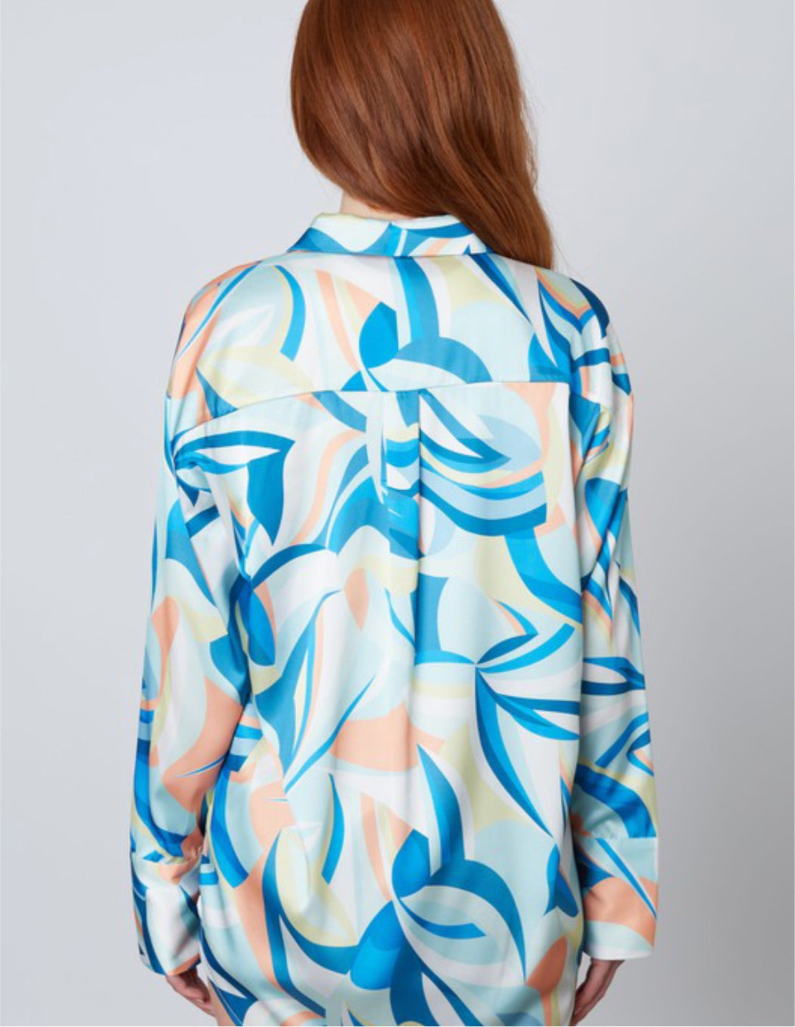 Abstract Print Button Down Top