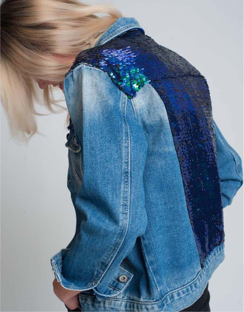 Blue Sequin Detail Jacket