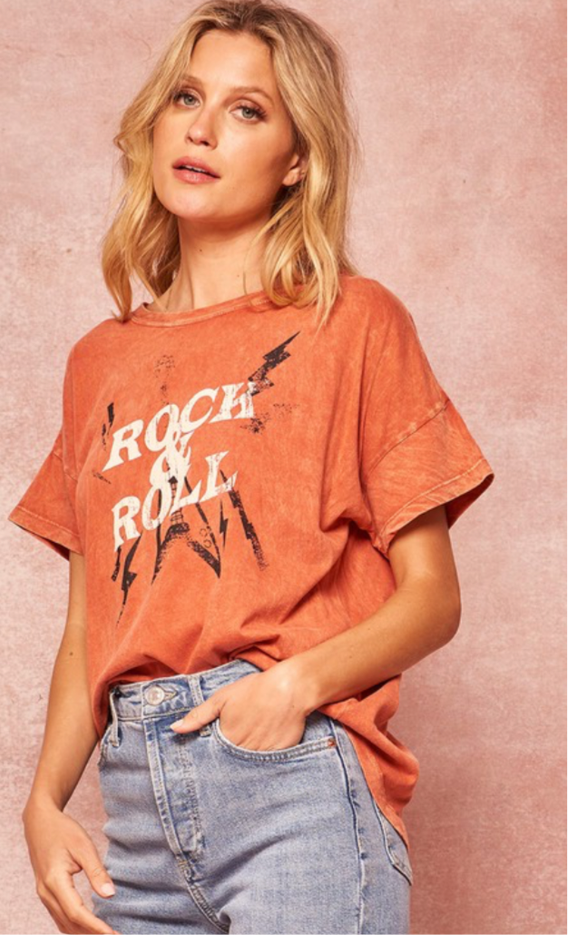Rock and Roll Washed Vintage Graphic Tee