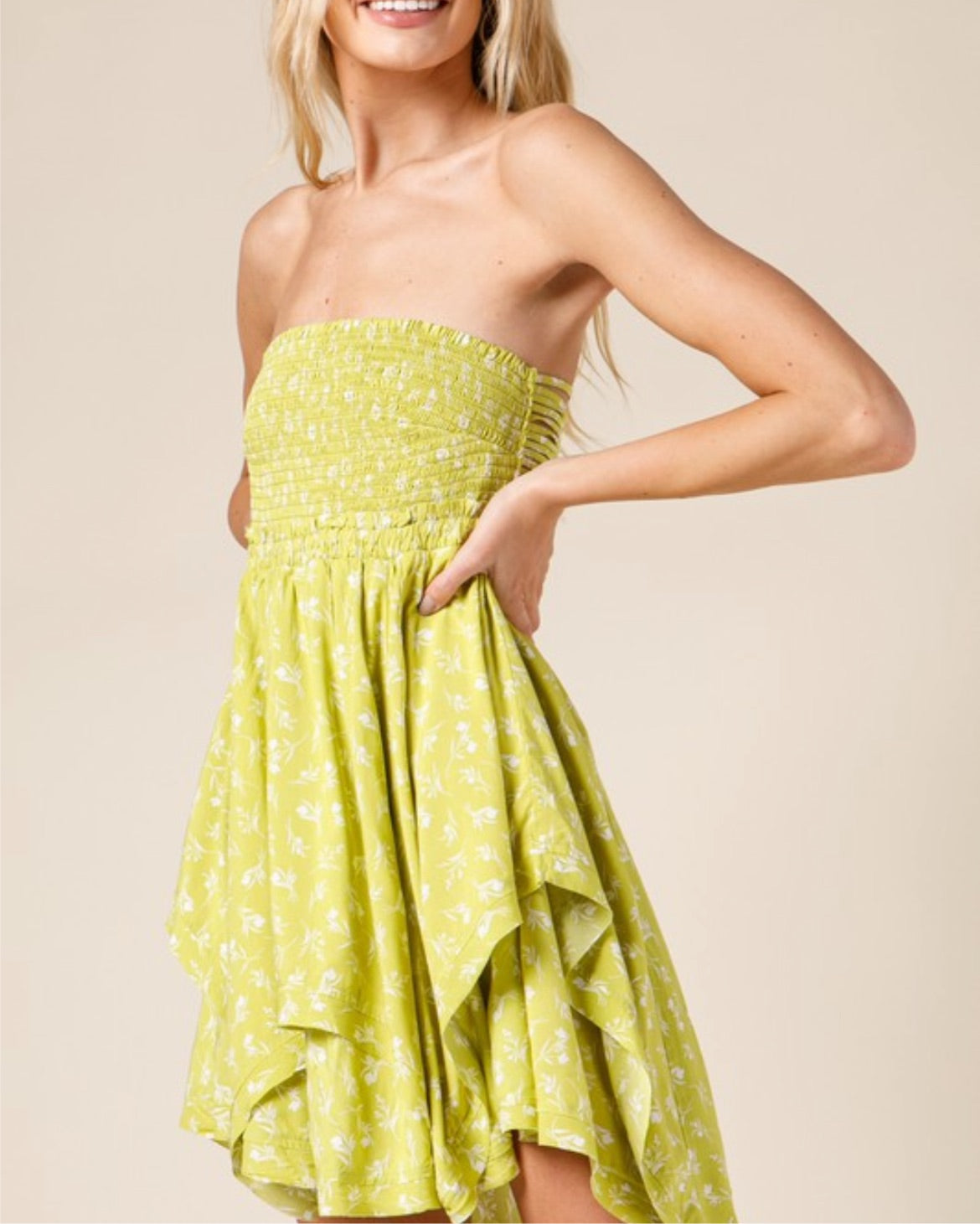 Lemon Floral Print Dress