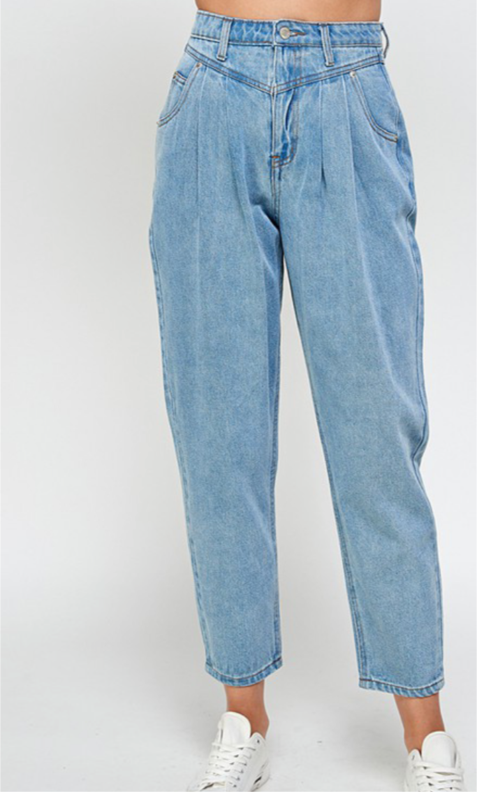 High Waisted Tuck Detail Jeans