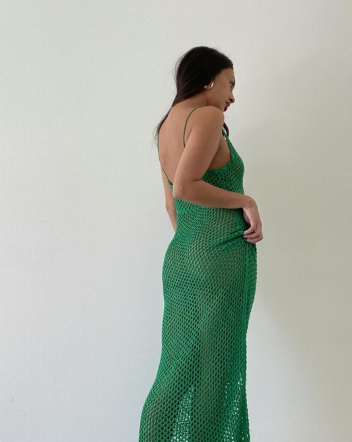 Green Crochet Maxi Dress
