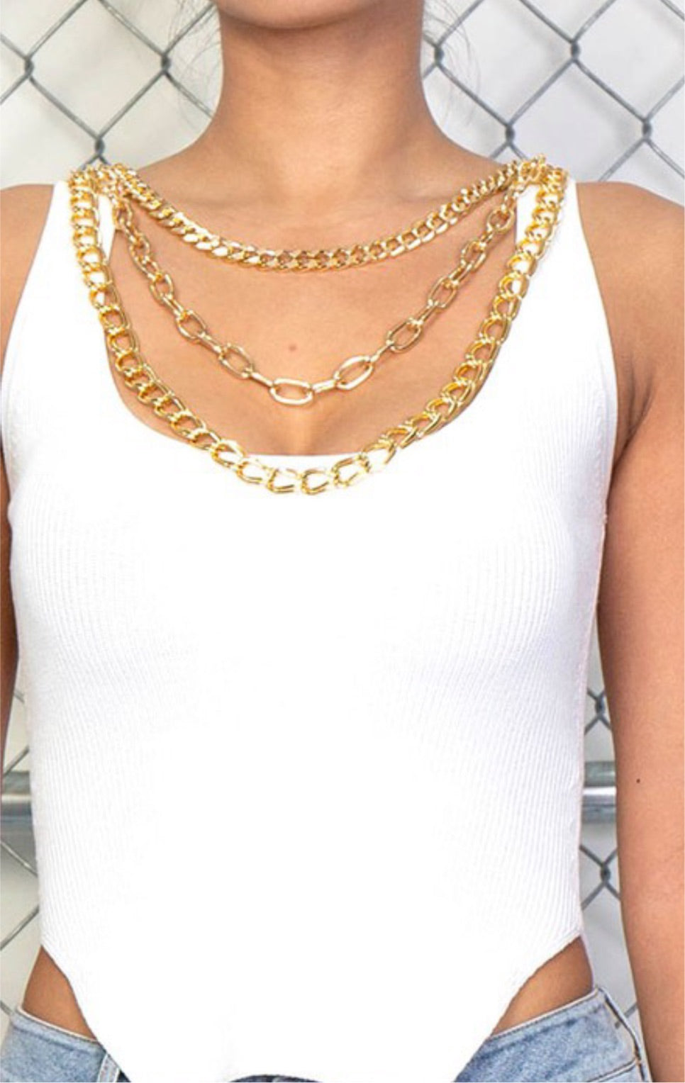 U Neck Gold Chains Top