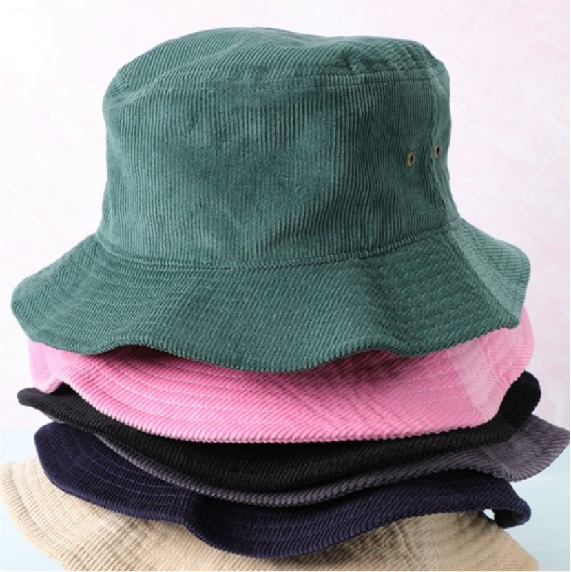 Dark Green Corduroy Bucket Hat