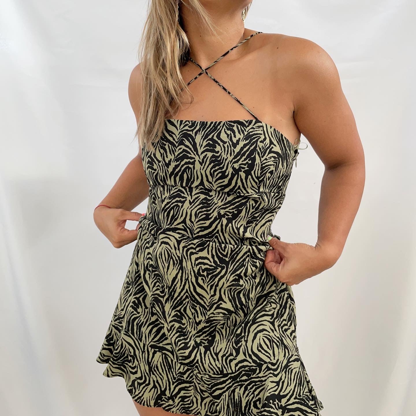 Leaf Zebra Print Dress