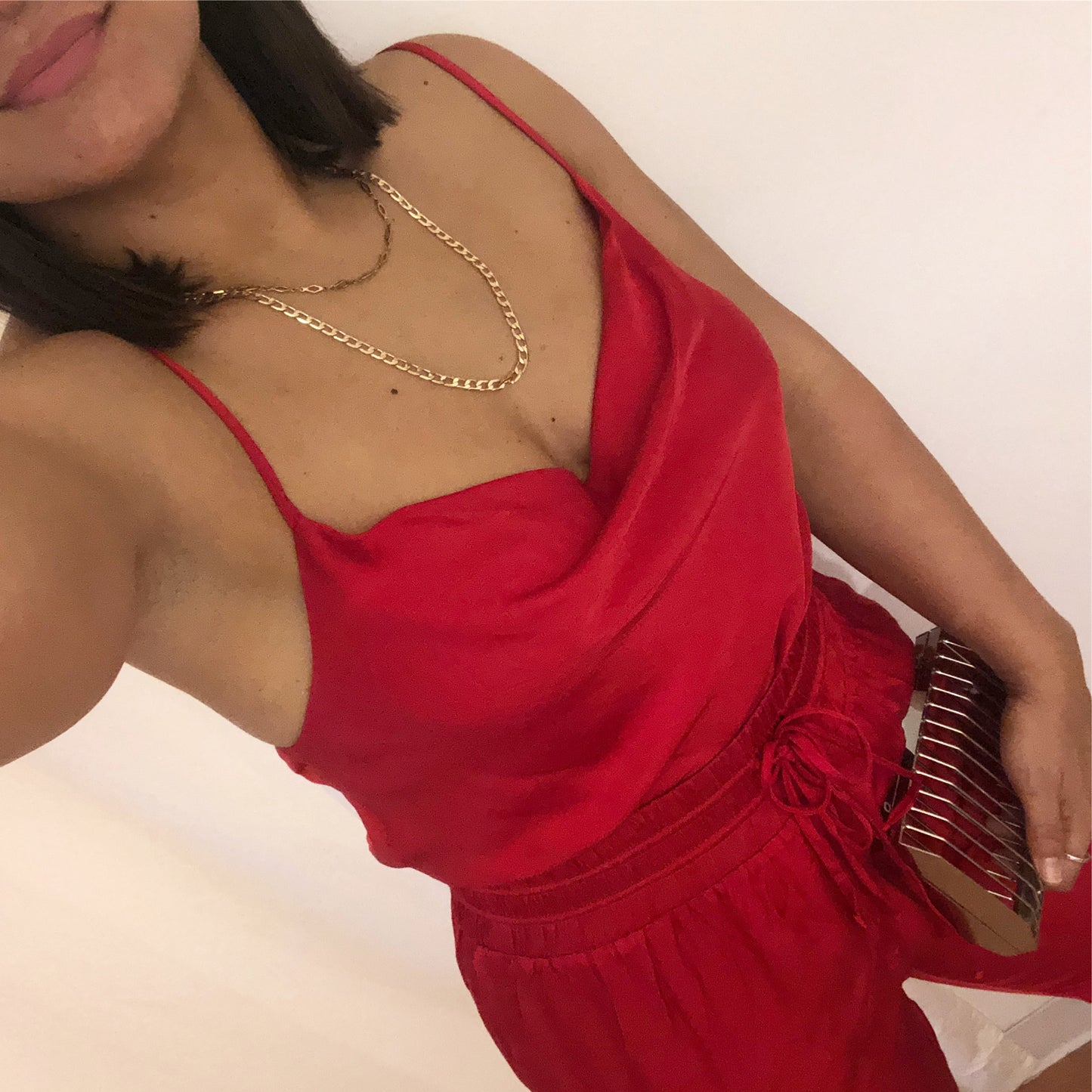 Holiday Red Satin Top