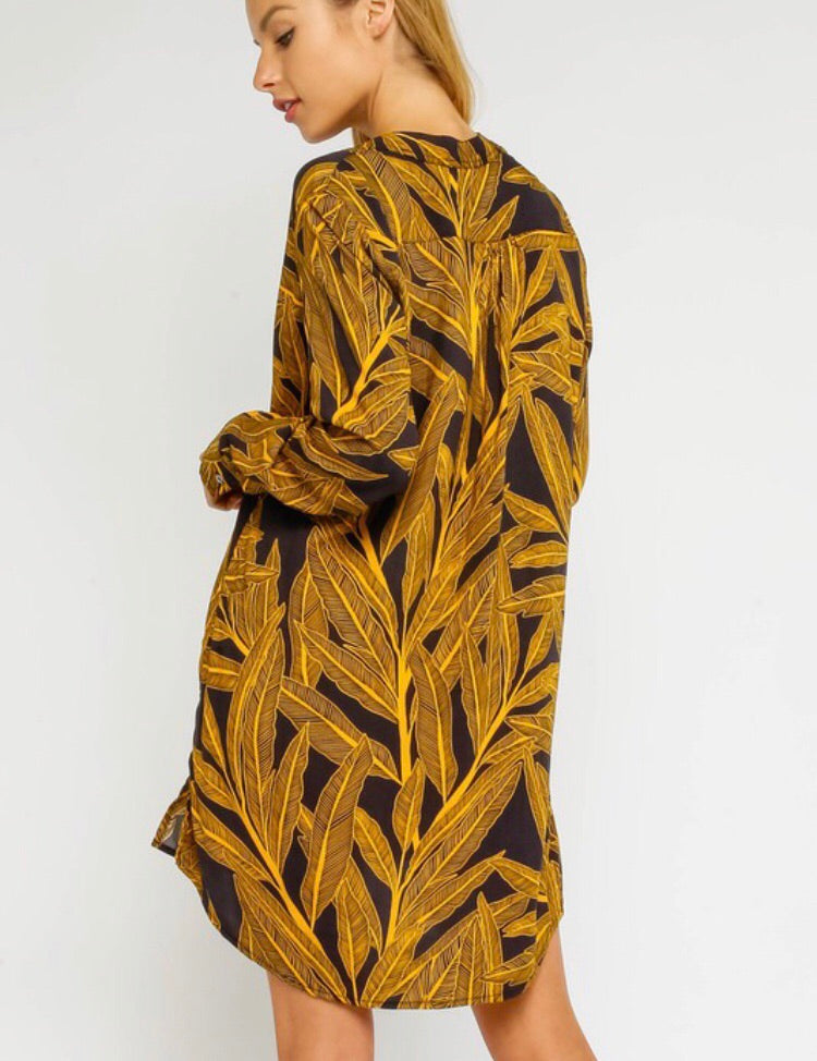 Golden Palm Tunic Dress