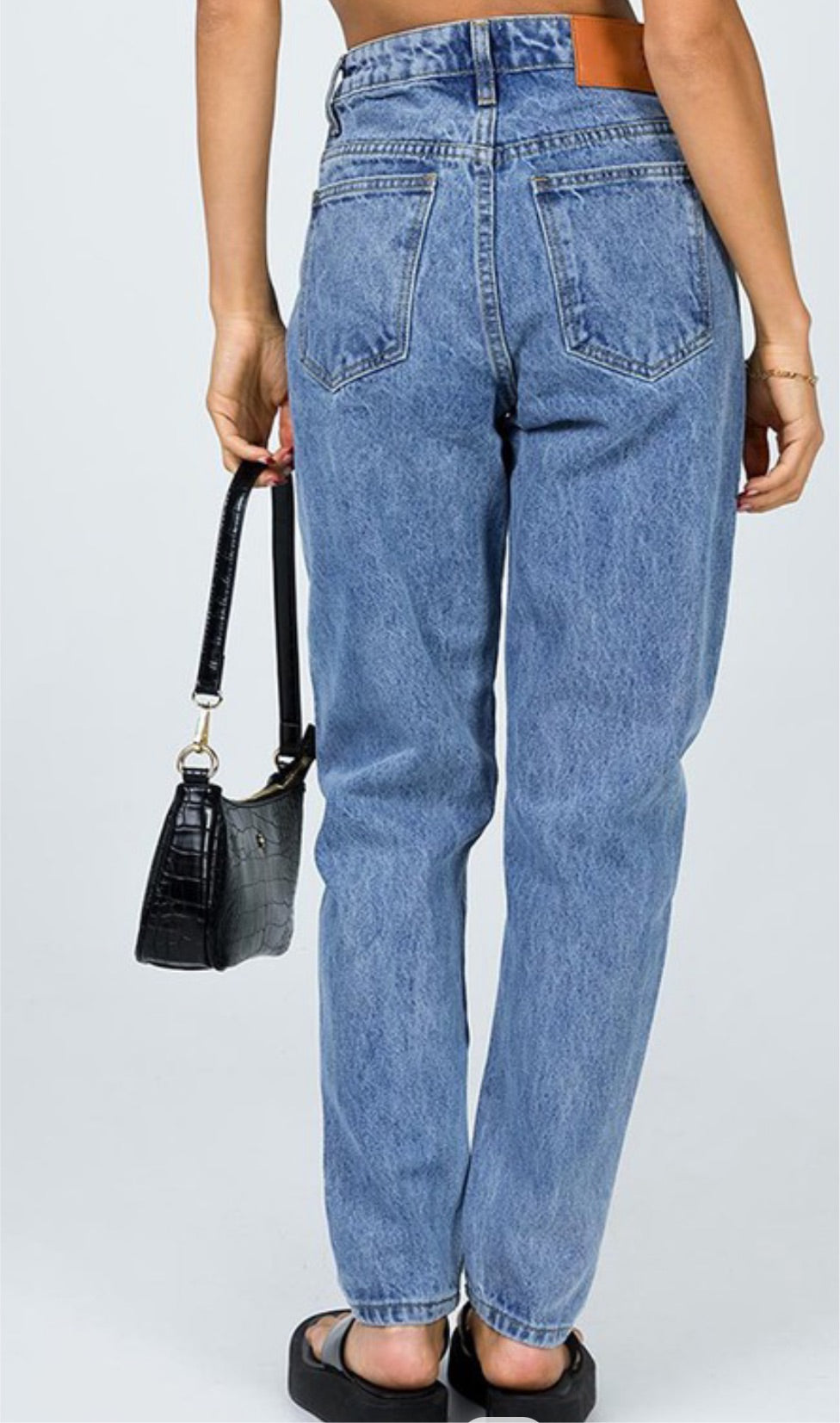 Asymmetrical Belted Mom Fit Denim Jeans