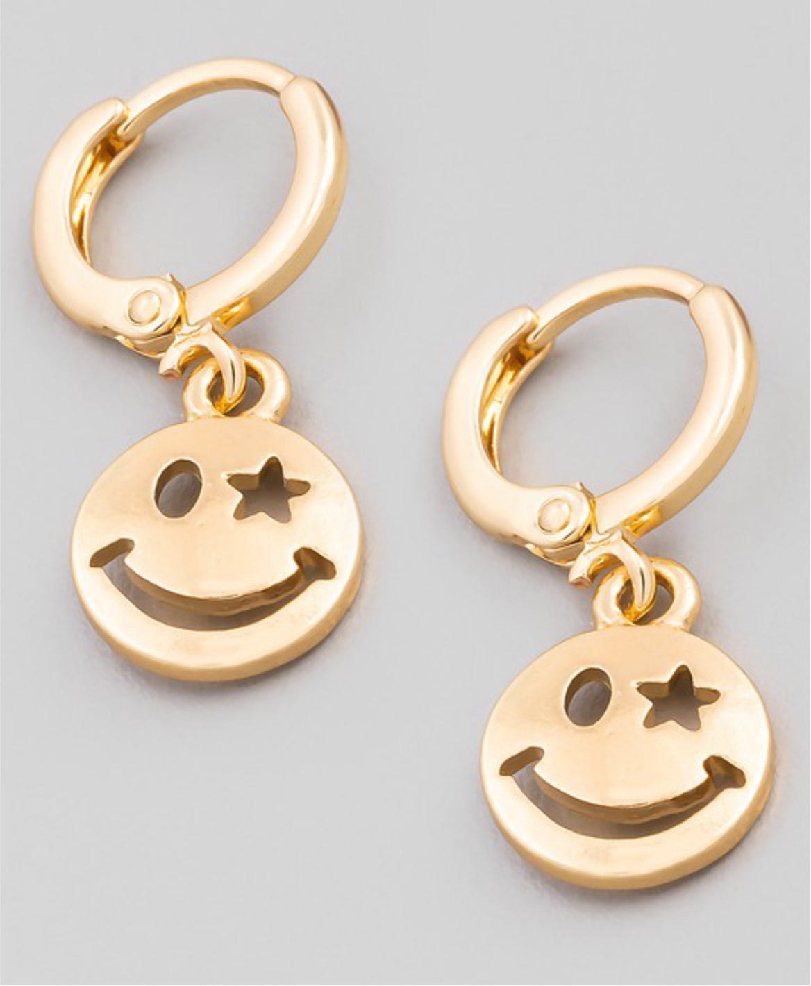 Mini Smiley Face Disc Drop Earrings