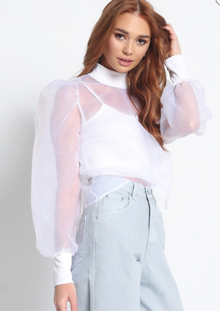 Ballon Sleeve Top (cropped cami included)