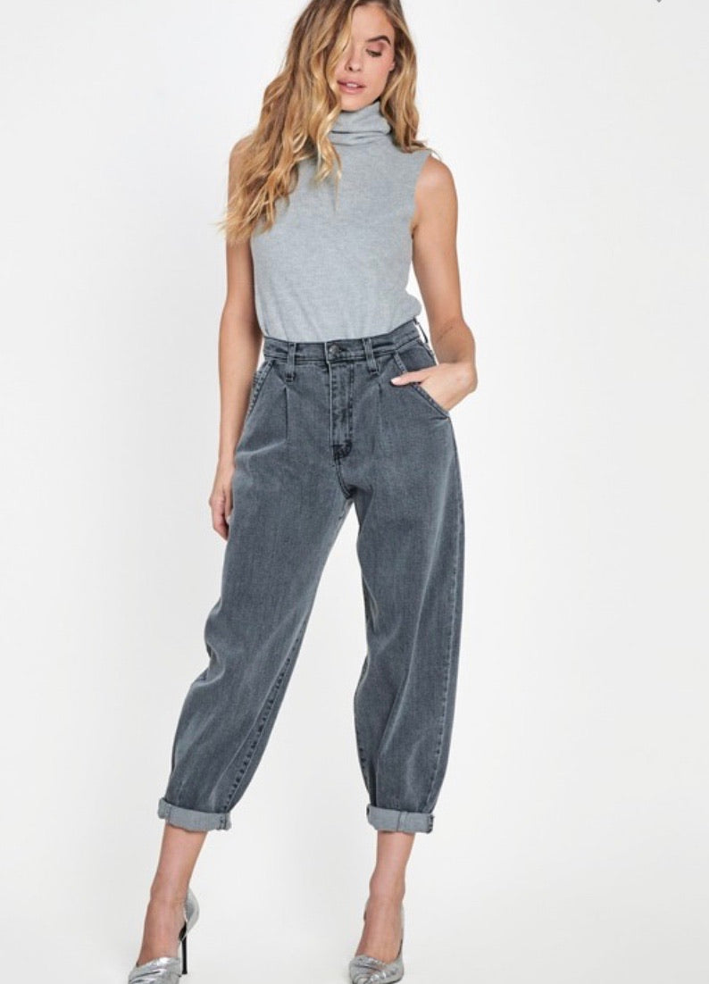 Gray Stone Slouchy Jeans