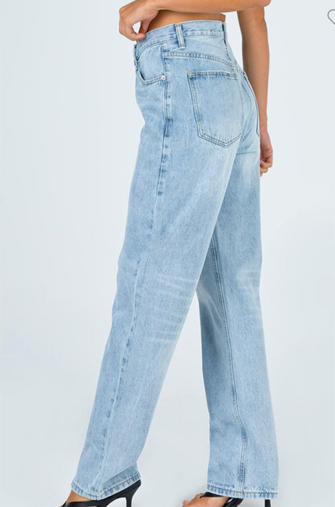 Asymmetric Hem Wrap Style Jeans, Medium Wash