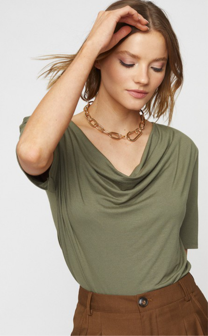 Olive Cowl Neck Top
