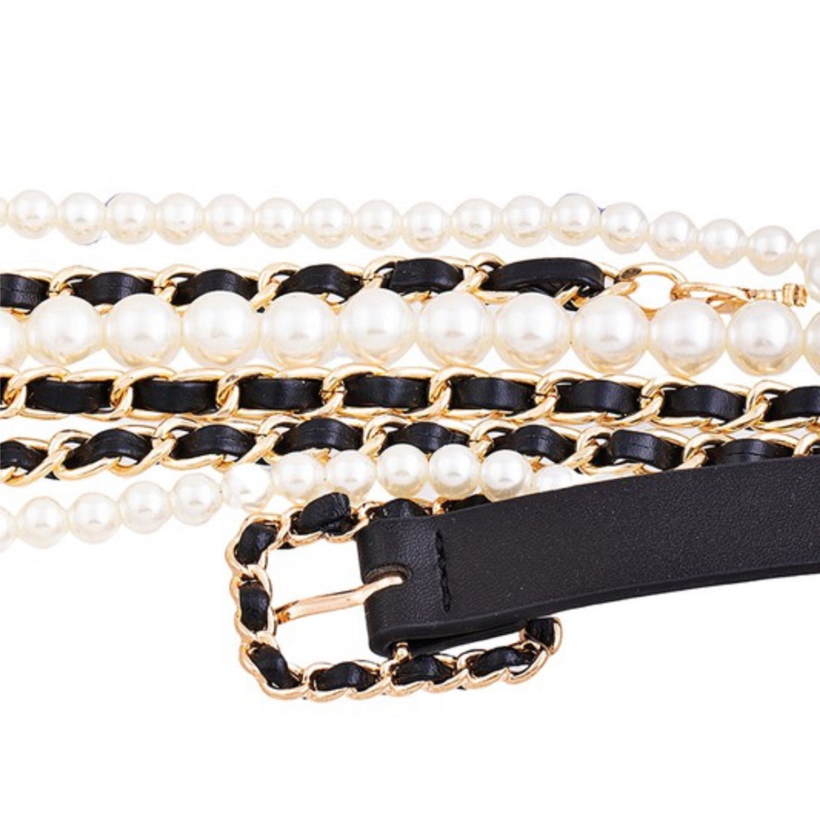 Layers Belt (pearls, chain, leather)