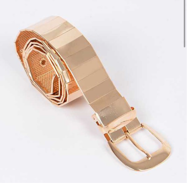 Iconic Metal Plate Belt, Gold